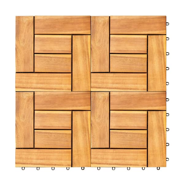 Outdoor 1 ft. x 1 ft. Wood Deck Tile in Brown (Set of 10 Tiles)