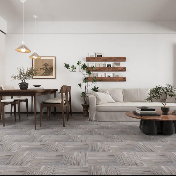4 MIL x 12 in. W x 12 in. L Gray Peel and Stick Flooring Tile, Water Resistant Vinyl Tile Flooring (36 sq.ft. /case)