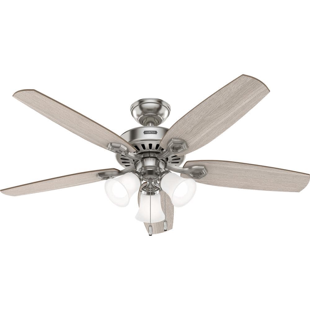 Hunter Builder 52 in. Indoor Brushed Nickel Ceiling Fan with Light Kit Included