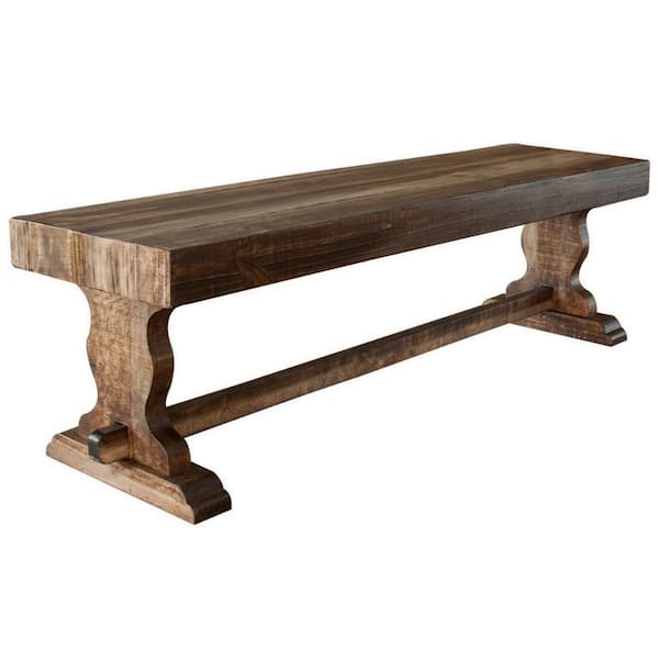 Benjara Light Brown Dining Bench Backless with English Dovetail Joints 70.75 in.