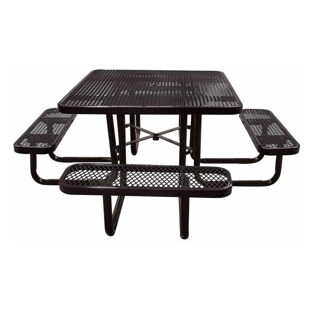 Leisure Craft 46 In. Black Square Commercial Portable Picnic Table ...