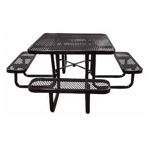 46 in. Black Square Commercial Portable Picnic Table