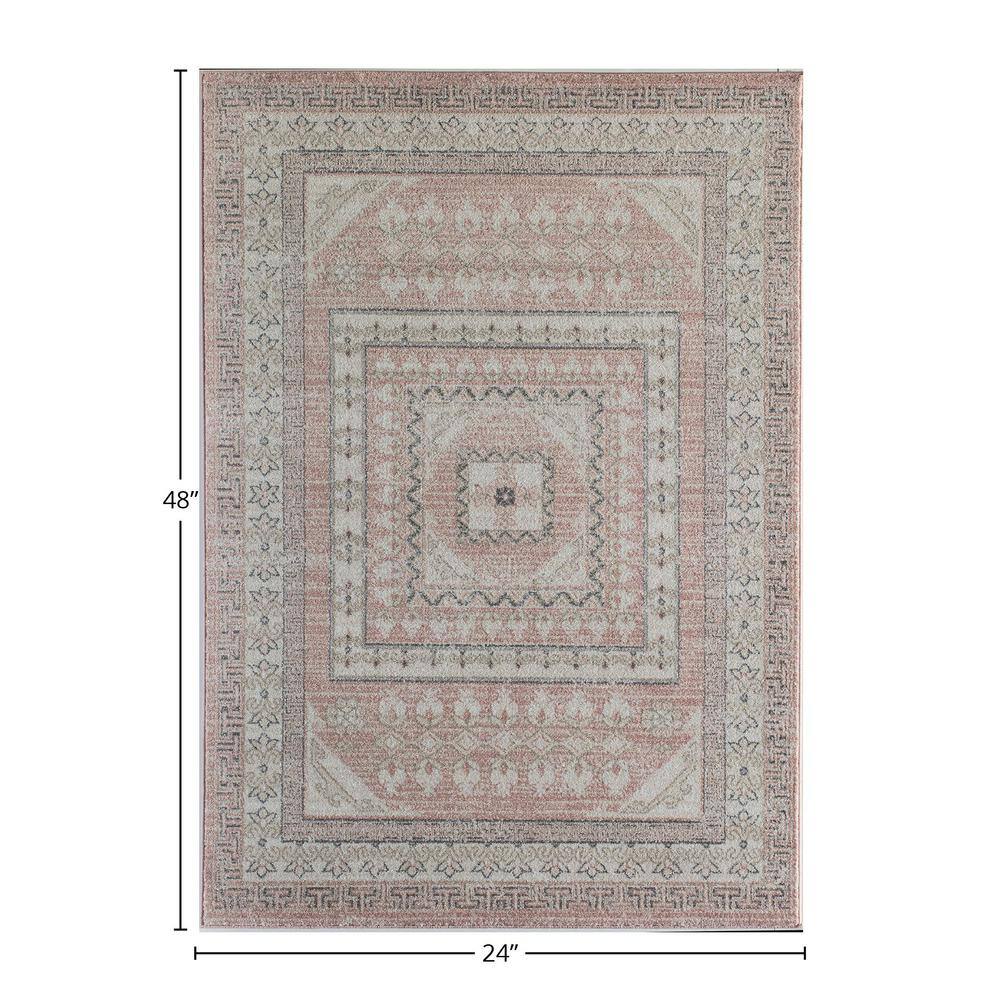 Harper Blue Geometric 24"x4" Easy-Care Synthetic Area Rug