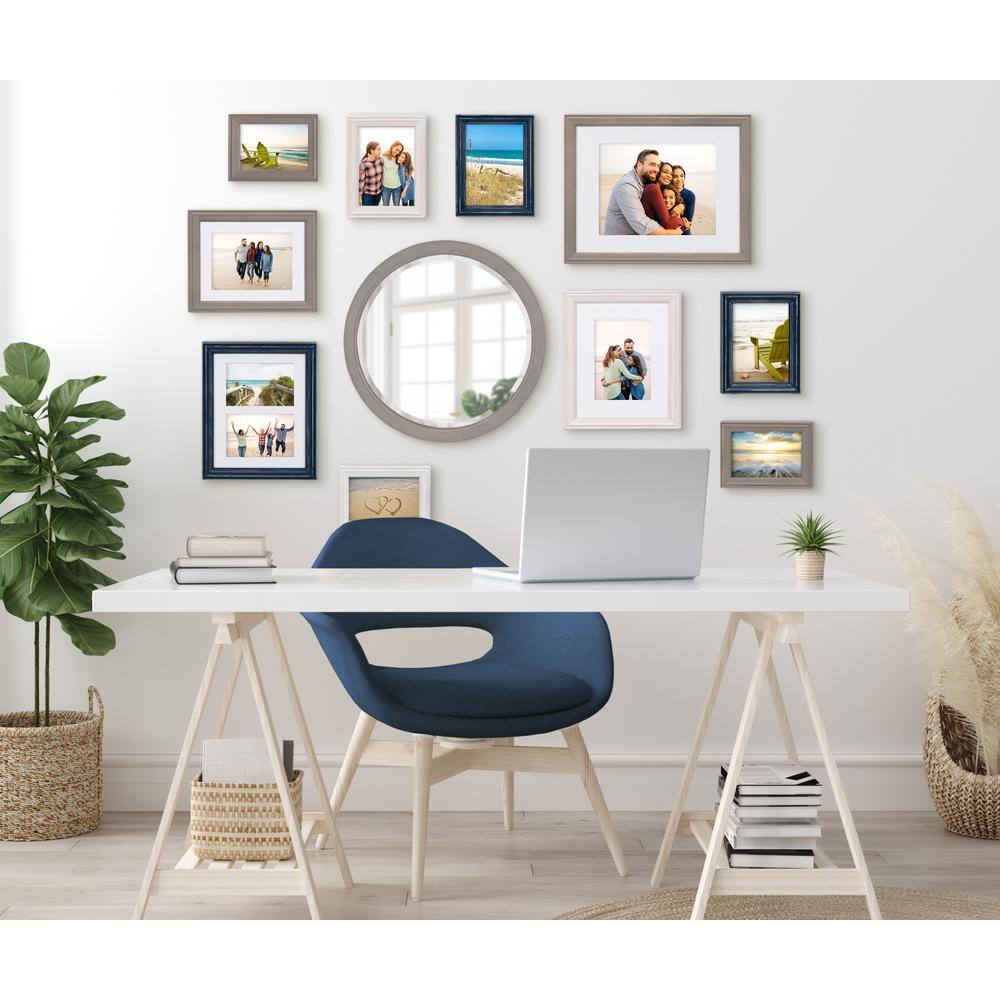 Modern Farmhouse Graywash Poplar Wood Round Vanity Mirror