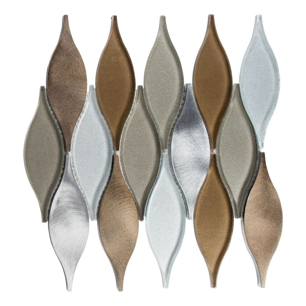 Zeille Haas Tan/Brown/Gray 5 in. x 6.5 in. Unique Shape Smooth Glass and Al