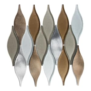 Zeille Haas Tan/Brown/Gray 5 in. x 6.5 in. Unique Shape Smooth Glass and Aluminum Mosaic Tile Sample