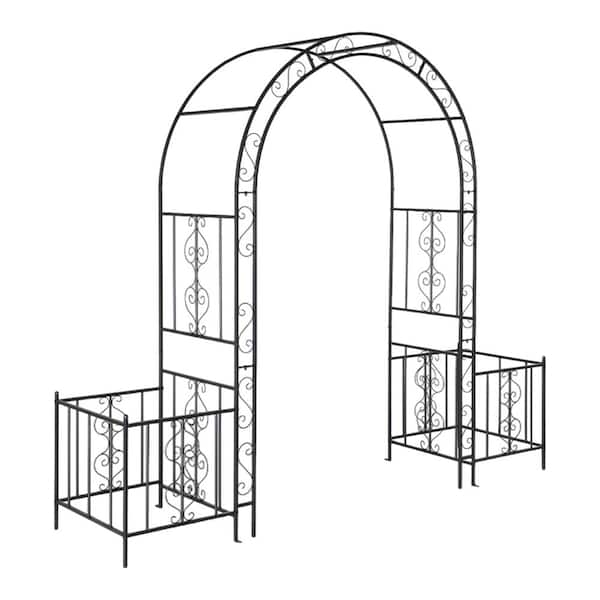 Karl home 78 in. x 92 in. Garden Metal Arbor with Planter