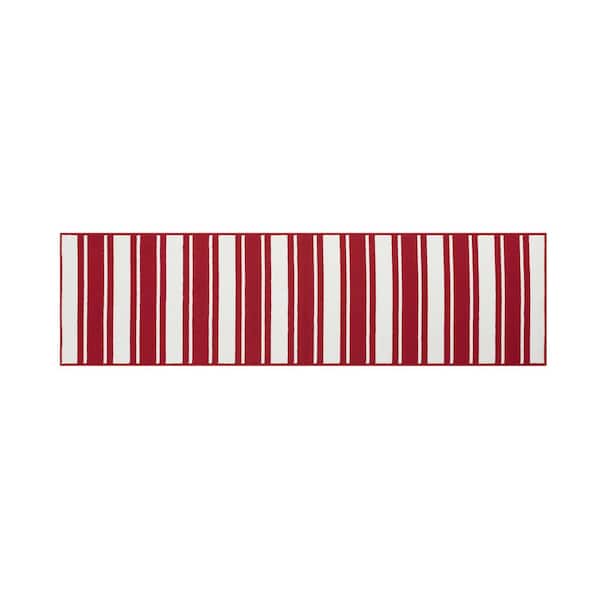 Nautica Tufted Red and White 2 ft. 2 in. x 6 ft. Gladwin Stripe Runner Rug