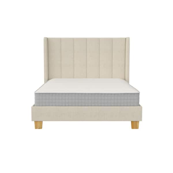 RealRooms Nadege Wingback Platform Bed Frame, Queen, Sand Woven