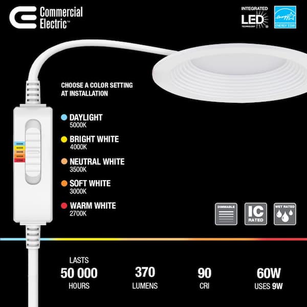 Premium Series 3 in. LED, 2-Level Lumen Select, Baffle Canless Recessed Light, Adjustable CCT