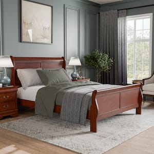 Burkhart Cherry King Wood Frame Sleigh Bed with Slat Kit