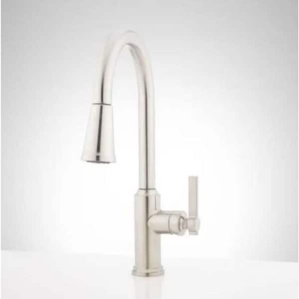 SIGNATURE HARDWARE Single Handle Greyfield Pull Down Sprayer Kitchen Faucet in Stainless Steel