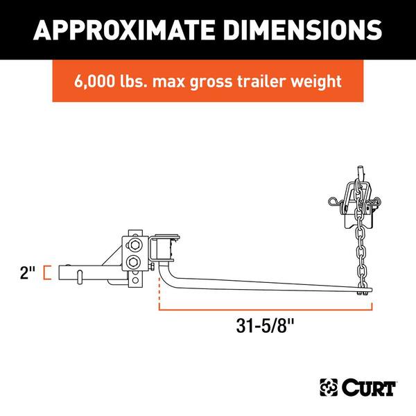 CURT Round Bar Weight Distribution Hitch (6K - 8K lbs., 31-5/8 CURT Round Bar Weight Distribution Hitch (6K - 8K lbs., 31-5/8