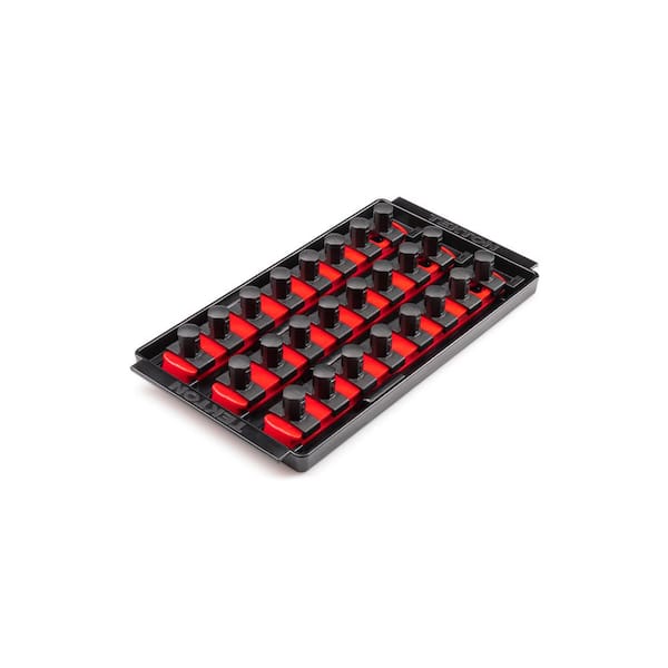 TEKTON 1/2 in. Drive 3-Rail Socket Organizer Set, Red (24-Tool)
