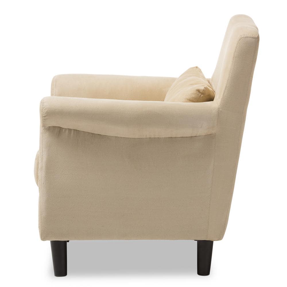 Modern Elegance Black Wood Frame Club Chair with Sandy Tan Microfiber