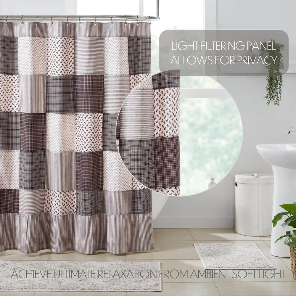 Florette Patchwork Brown and White Fabric Shower Curtain 72x72
