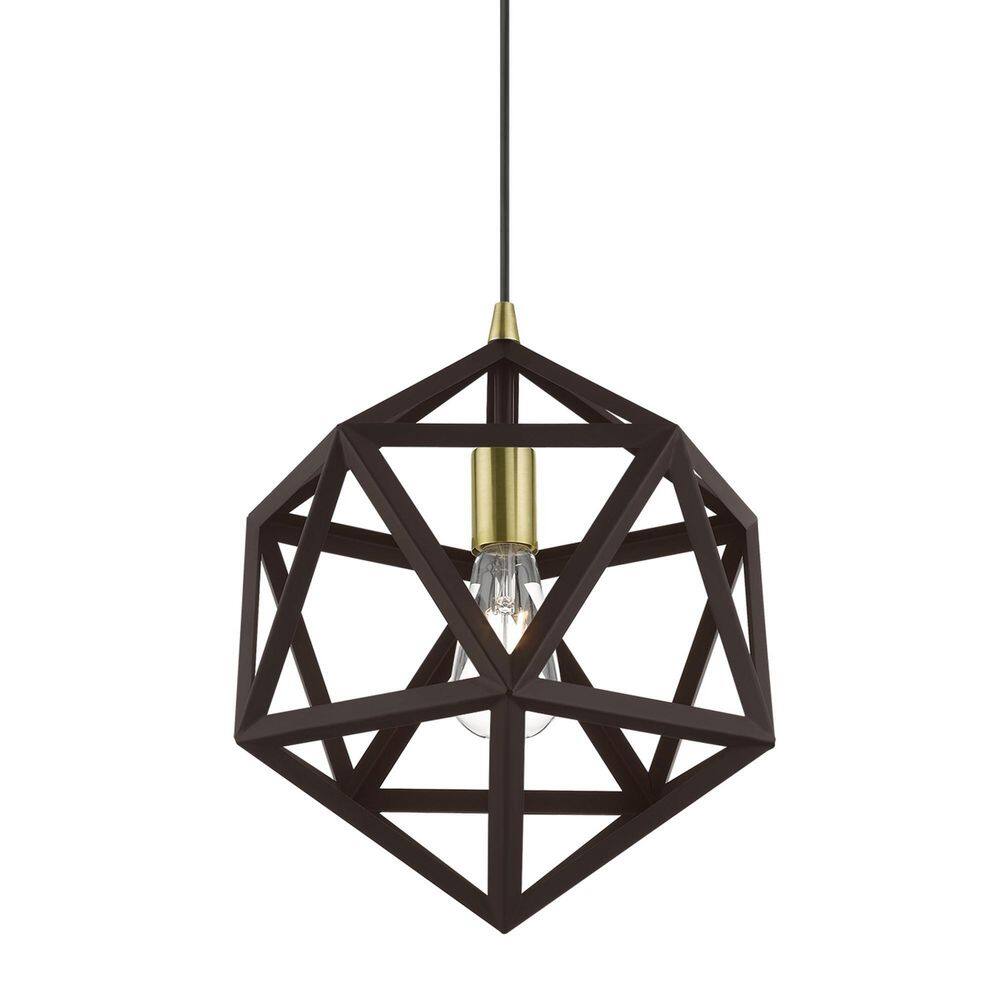 Bronze and Antique Brass Mini Pendant Light with Metal Shade