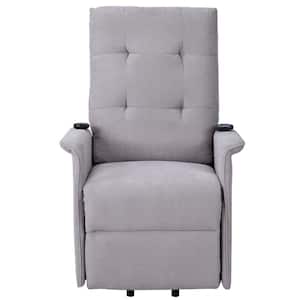 Light Gray Foam Power Lift Chair with Adjustable Massage Function