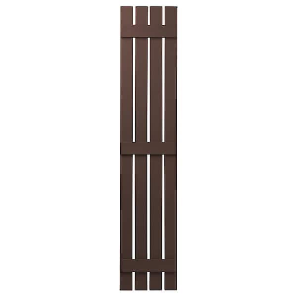 Ply Gem 16 in. x 75 in. Polypropylene 4 Board Open Board and Batten Shutters Pair in Terra Brown