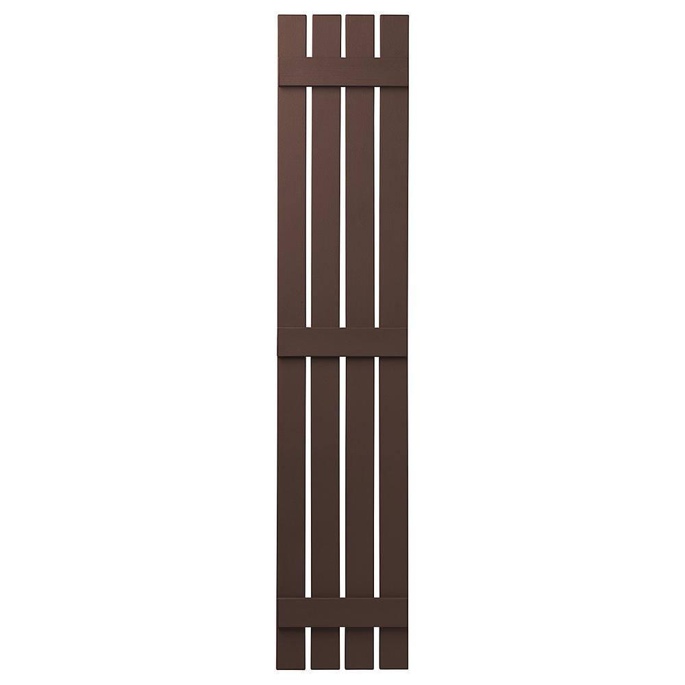 16 in. x 81 in. Polypropylene 4 Board Open Board and Batten Shutters Pair in Terra Brown