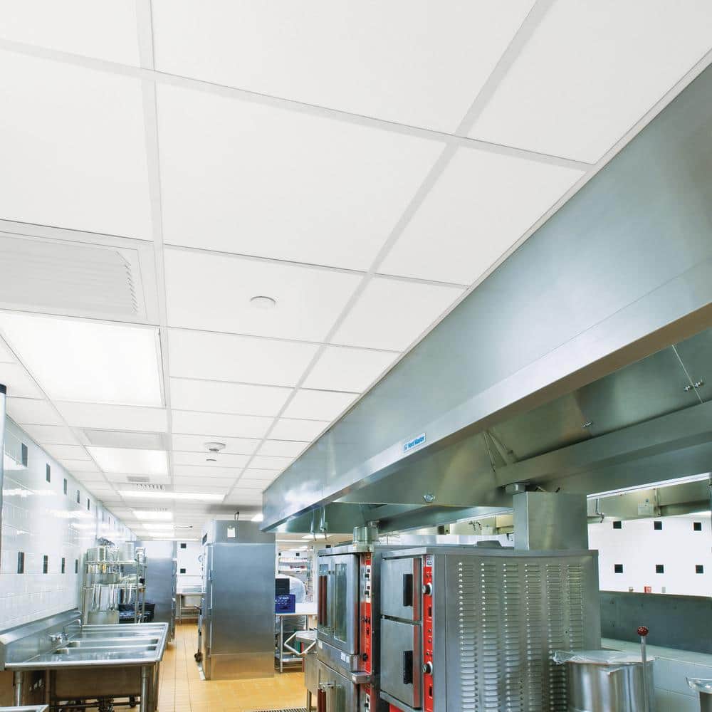 White Square Lay-In Acoustic Ceiling Tiles for Kitchens