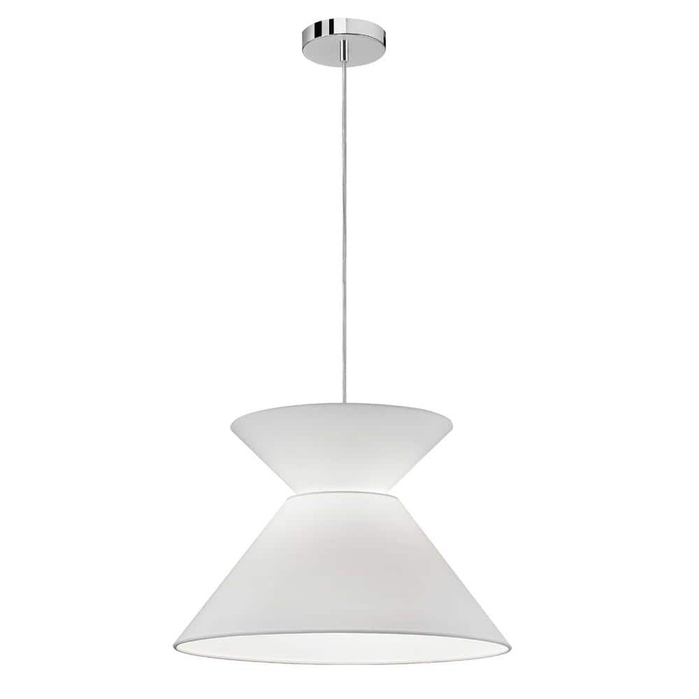 Patricia 1 -Light White LED Pendant with White Fabric Shade