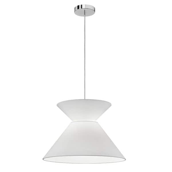 Dainolite Patricia 1 -Light White LED Pendant with White Fabric Shade