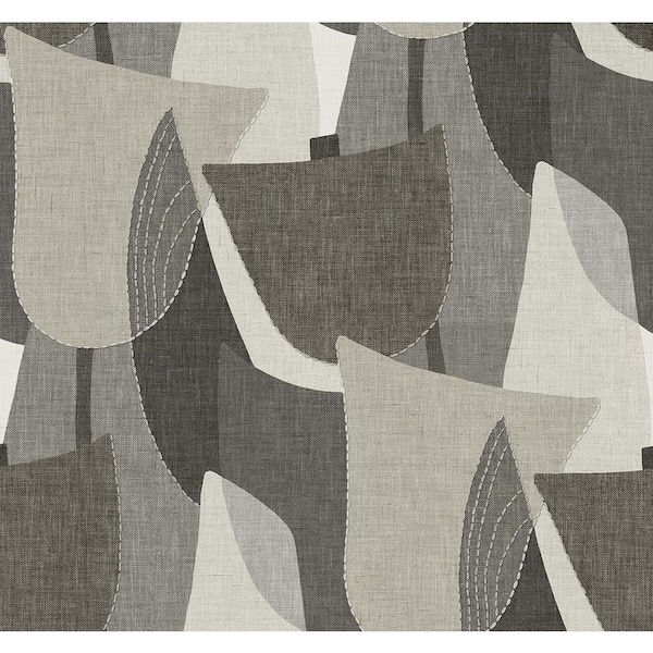 Seabrook Designs 60.75 sq. ft. Pebble Mosley Tulips Embossed Vinyl Unpasted Wallpaper Roll