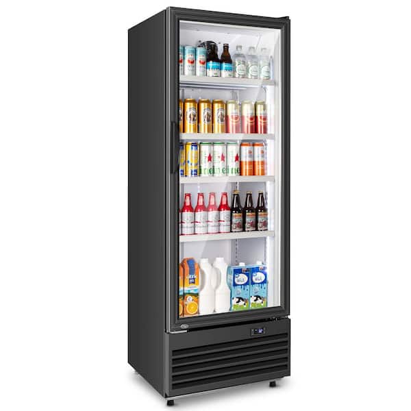 Commercial Display Refrigerator 12.5 cu. ft. Glass Door Merchandiser with LED Lighting and Adjustable Shelves in Black