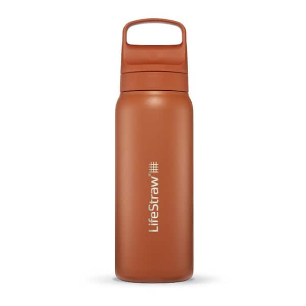 LIFESTRAW Go Series 24 oz. Stainless Steel Water Bottle with Filter, Kyoto Orange