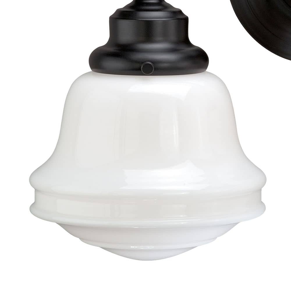 Huntley 16" Bronze Vanity Light with White Glass Shades