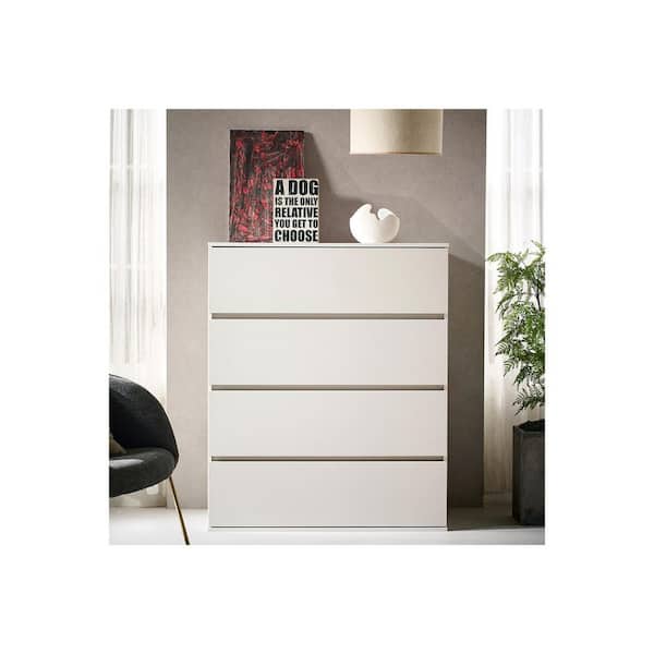 White 4 Drawers 39 In. Chest of Drawers