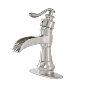 Single Hole Single-Handle Low-Arc Bathroom Faucet in Brushed Nickel