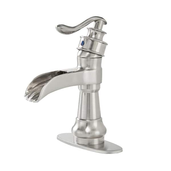 Boyel Living Single Hole Single-Handle Low-Arc Bathroom Faucet in Brushed Nickel