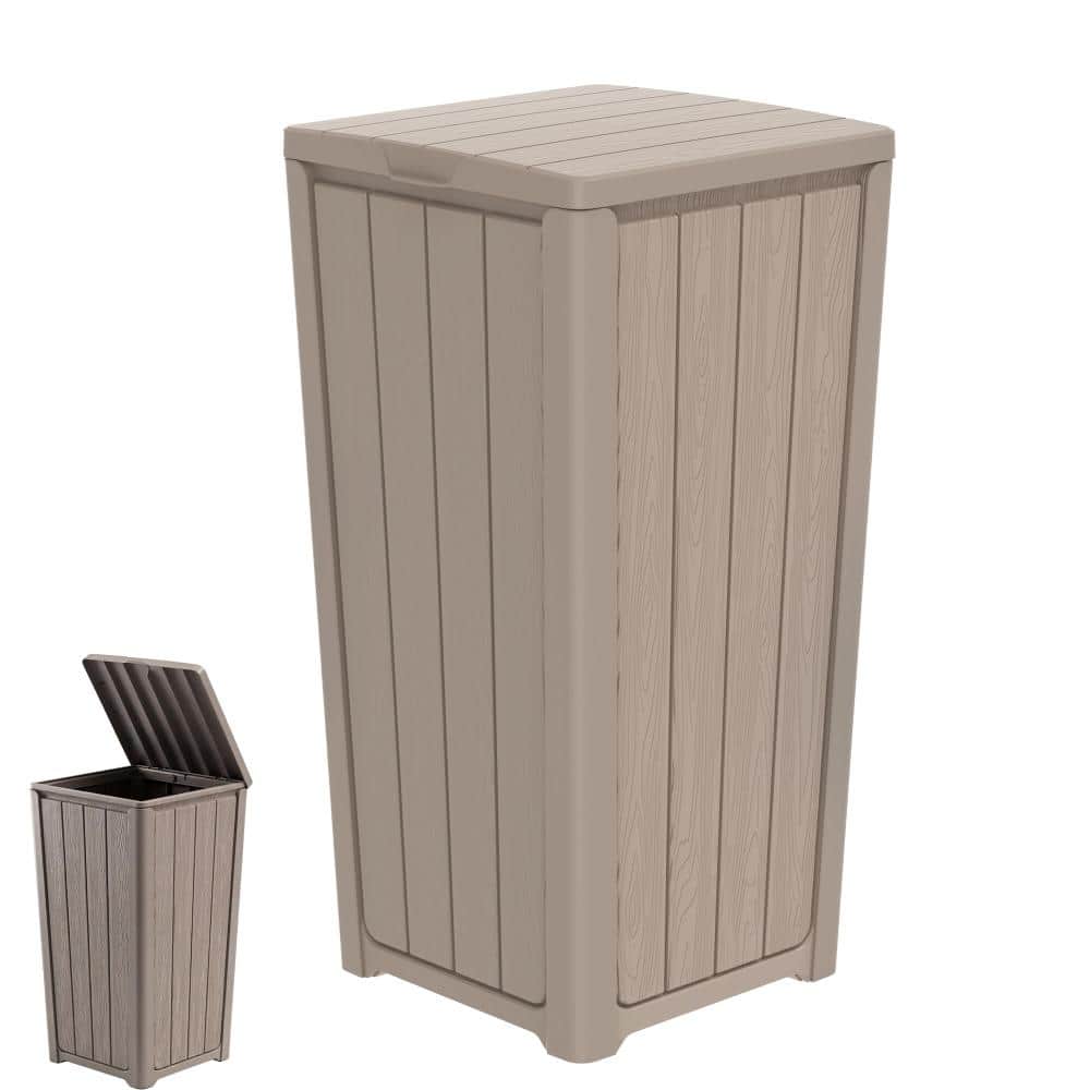 32 Gal. Resin Outdoor Trash Can with Lid,Garbage Can Bin Gray price history on PriceWatchPro