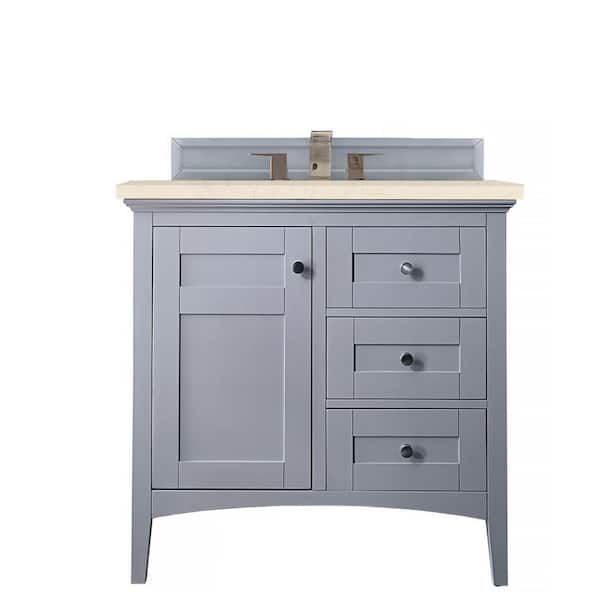 James Martin Vanities Palisades 36 in. W x 23.5 in. D x 35.3 in. H Bathroom Vanity in Silver Gray with Eternal Marfil Quartz Top