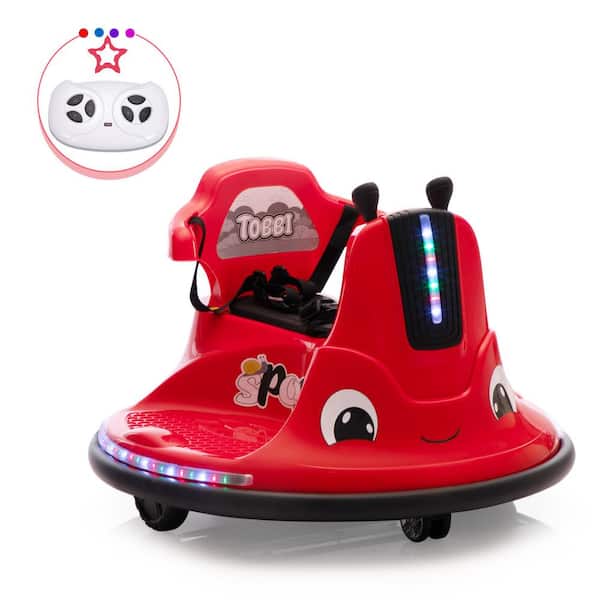 12-Volt Kids Ride on Bumper Car with Remote Control and LED Light, Red