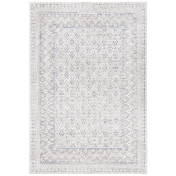 Brentwood Ivory/Gray 4 ft. x 6 ft. Multi-Border Geometric Area Rug