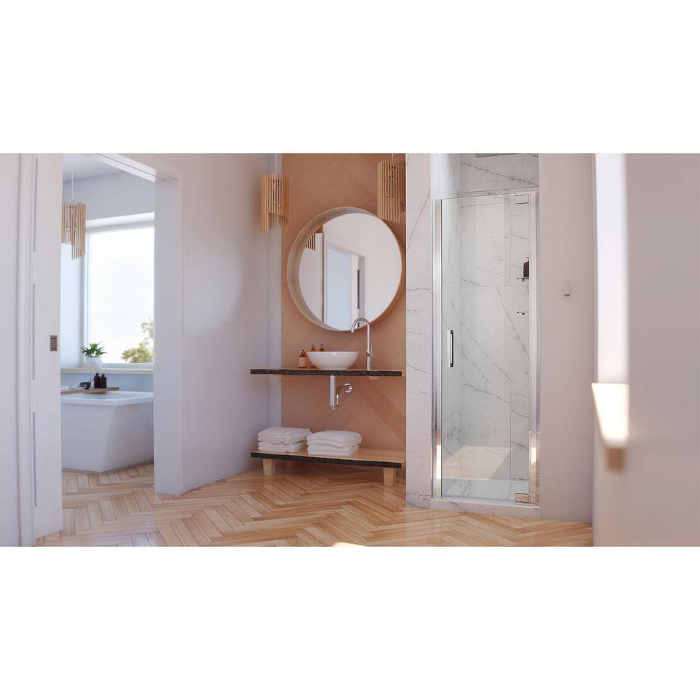 Elegance-LS Chrome Frameless Pivot Shower Door with Clear Glass