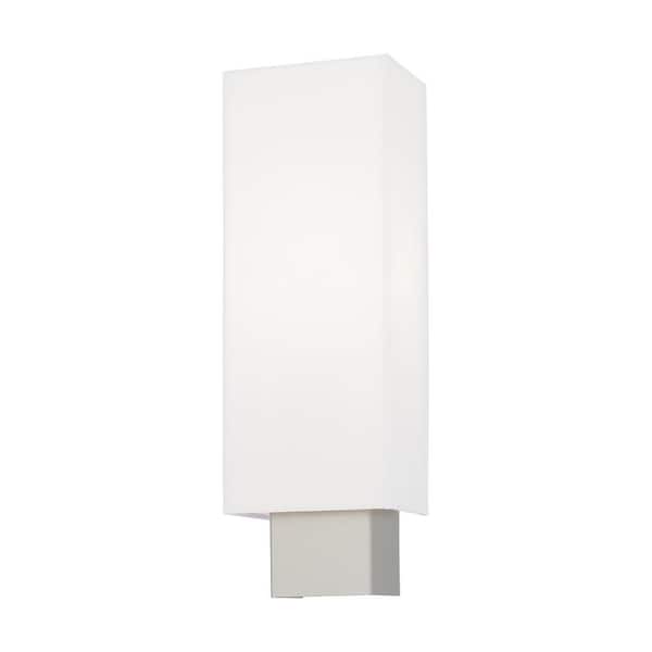 AVIANCE LIGHTING Mercury 5 in. 1-Light Brushed Nickel ADA Wall Sconce with Off-White Fabric Shade