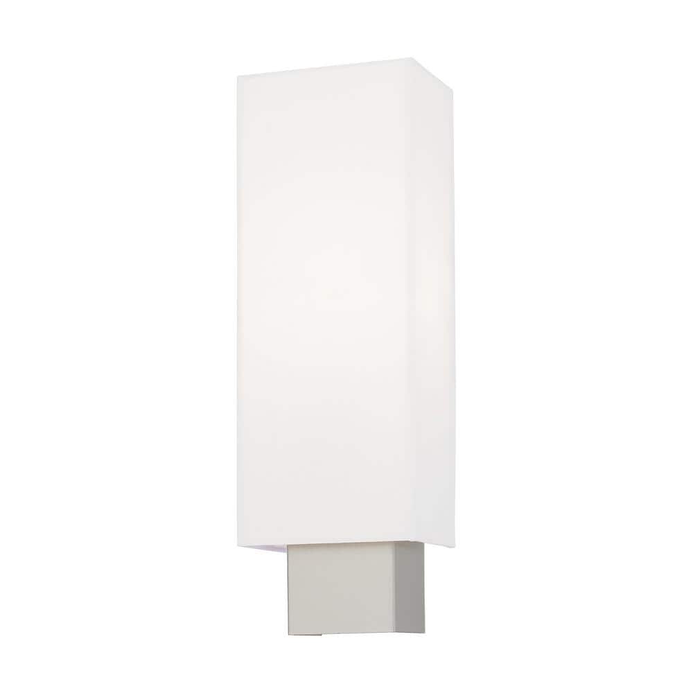 Clark Brushed Nickel 1-Light ADA Compliant Wall Sconce with Off-White Shade