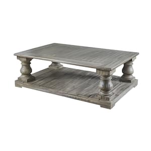 Baxter 63 in. Gray Rectangle Wood Top Coffee Table with Shelf
