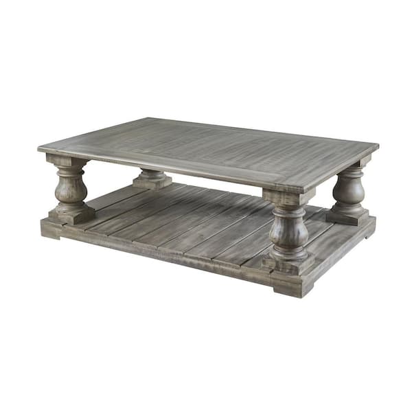 Picket House Furnishings Baxter 63 in. Gray Rectangle Wood Top Coffee Table with Shelf