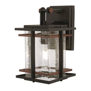 San Marcos 1-Light Sand Coal and Antique Copper Outdoor 11.25 in. Wall Lantern