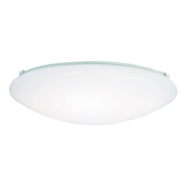 Metalux 16 in. 60-Watt White Low Profile Integrated LED Round Ceiling Flush Mount Light, 3000K Soft White
