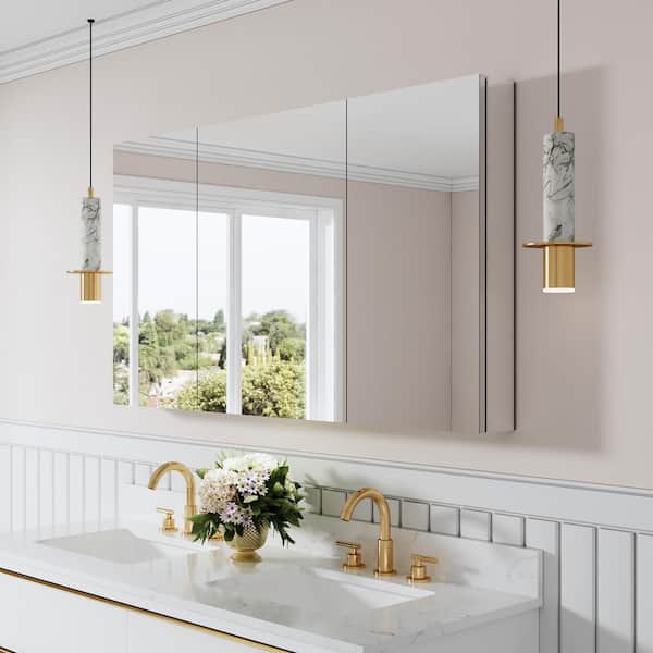 48 in. W x 30 in. H Rectangular Aluminum Recess/Surface Mount Medicine Cabinet with Mirror, Soft Close Door