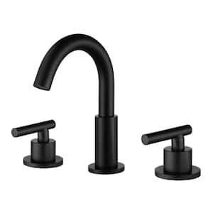 8 in. Widespread 2-Handle Round Bathroom Faucet in Matte Black