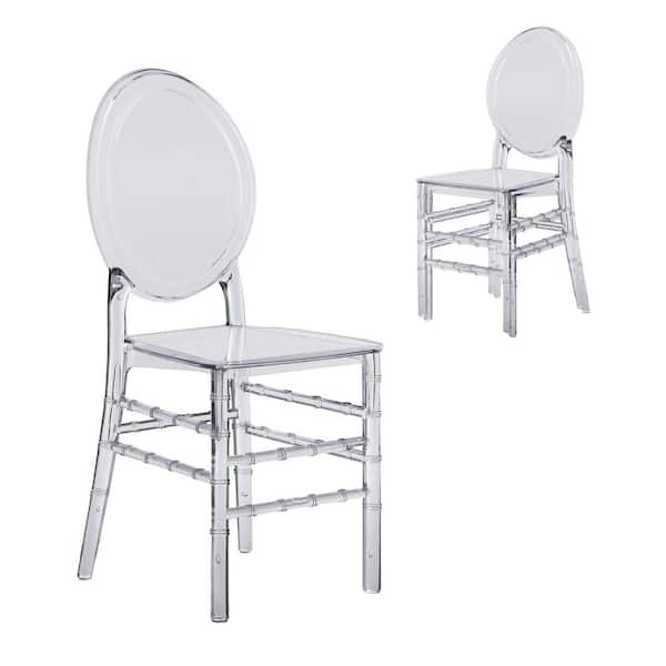 Chiavari Ghost Style Acrylic Stackable Event Chairs, Clear, Set of 2