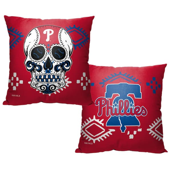 THE NORTHWEST GROUP MLB Phillies Candy Skull Printed Polyester Throw Pillow 18 X 18