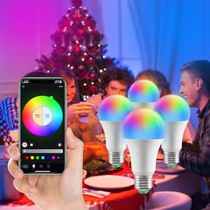 4-Pack Smart Light Bulbs 9-Watt Multicolor LED Bulbs Smart Control Compatibility for iOS Android RGB Color Changing